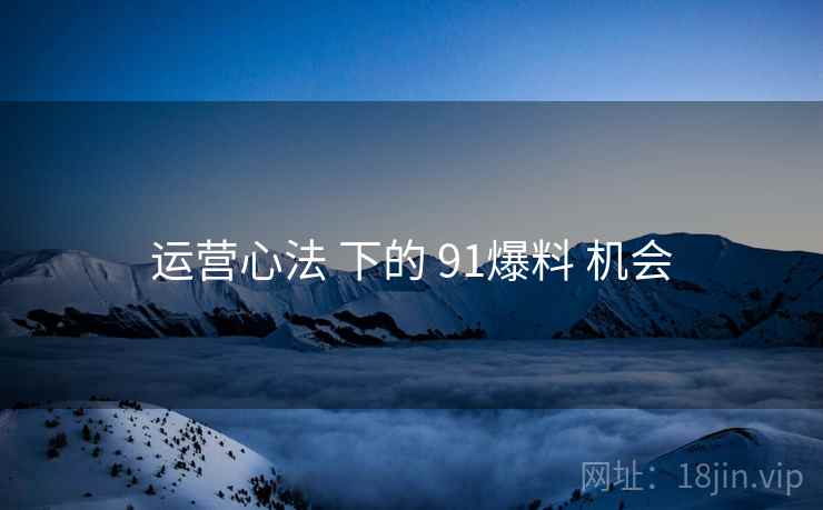 运营心法 下的 91爆料 机会