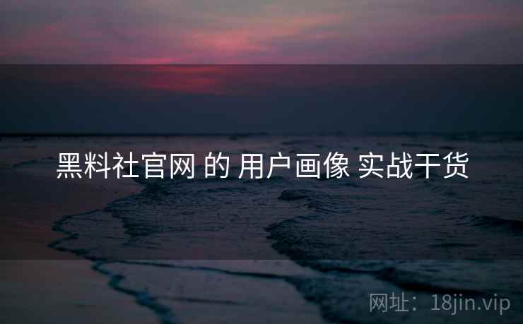 黑料社官网 的 用户画像 实战干货