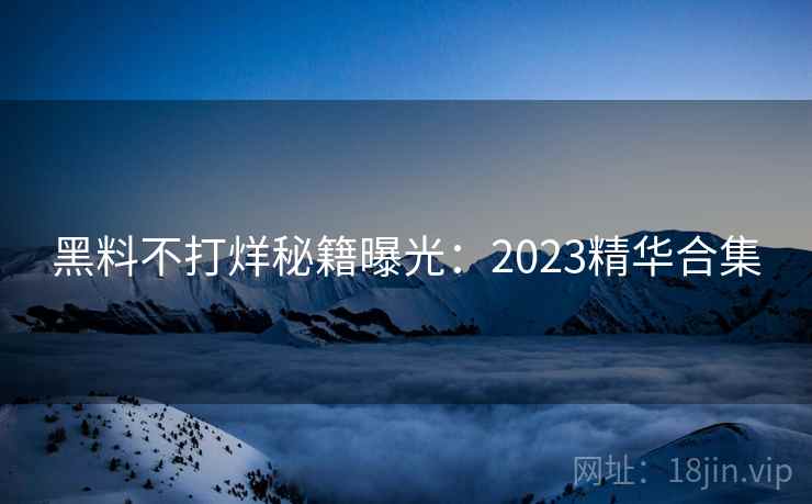 黑料不打烊秘籍曝光：2023精华合集